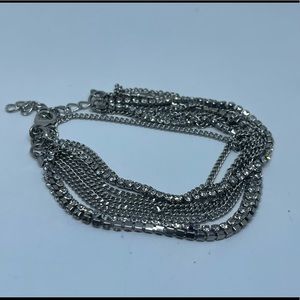 Layered silver rhinestone bracelet